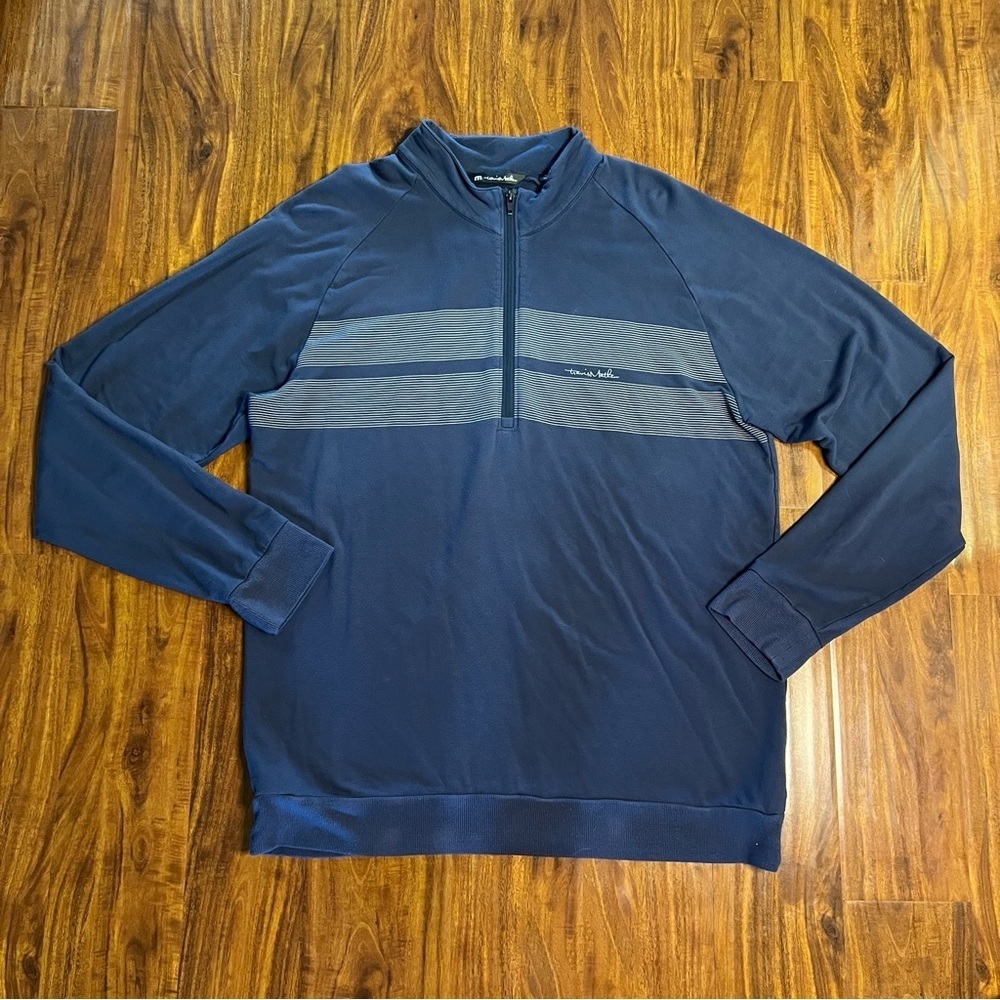 Travis Mathew Keep It Reel 1/4 Zip Golf Pullover Navy Blue size XL